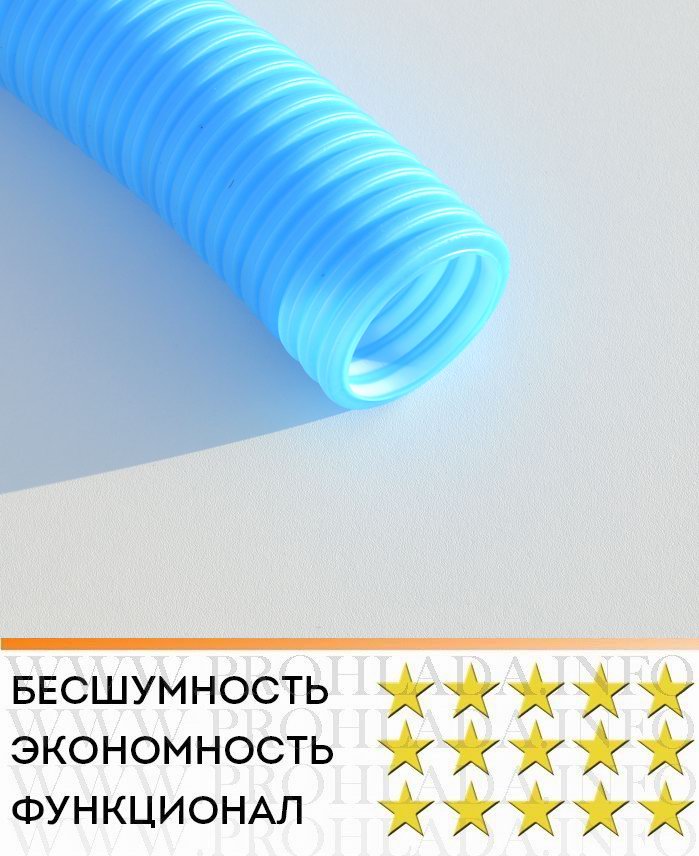 Компактный круглый полужесткий пластиковый воздуховод EcoLuxe Eco / Ex D75 голубого цвета
